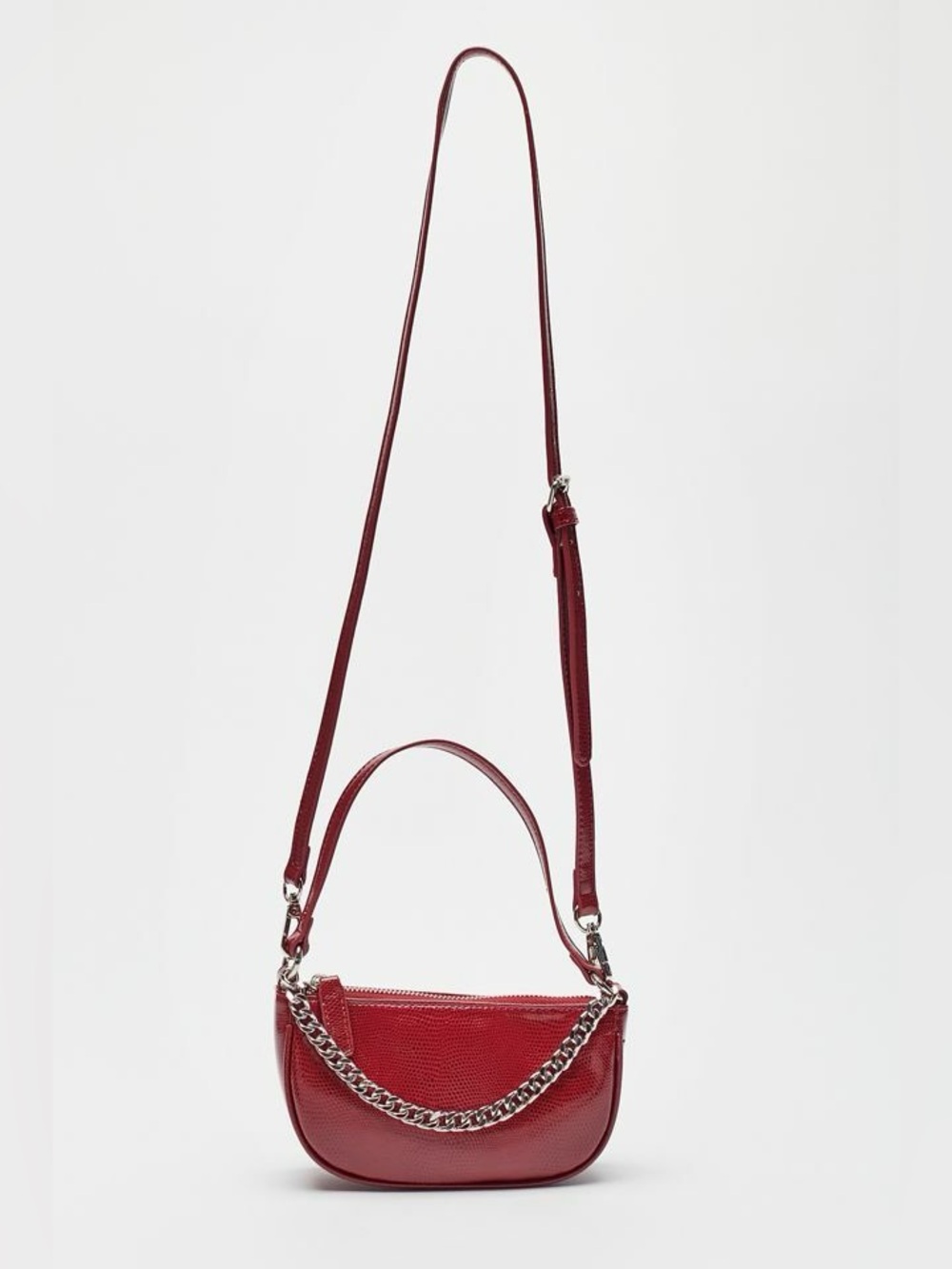 Urban Outfitters Red Mini Shoulder Bag with Chain Detail and Crossbody Strap